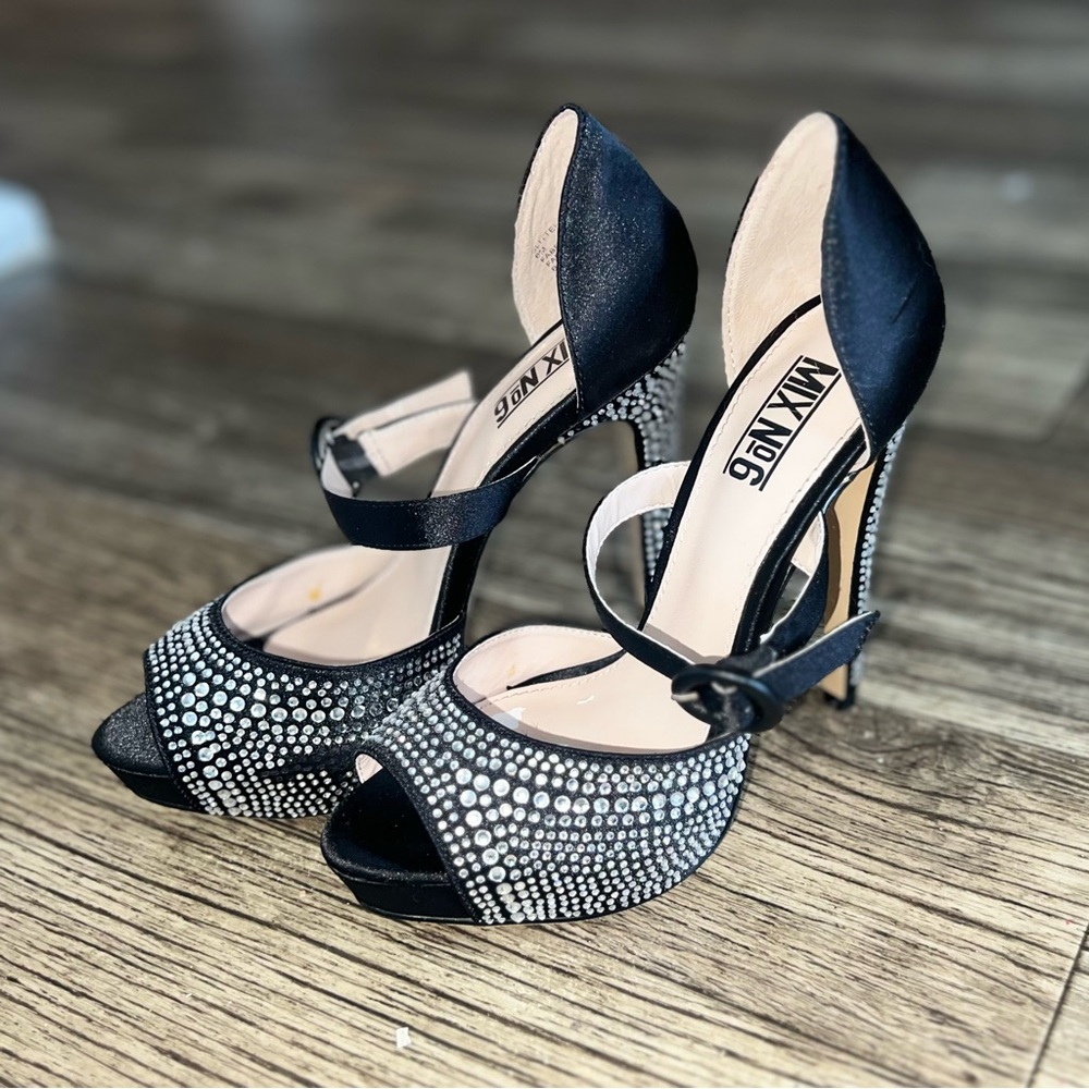 Elegant Black and Silver High Heels